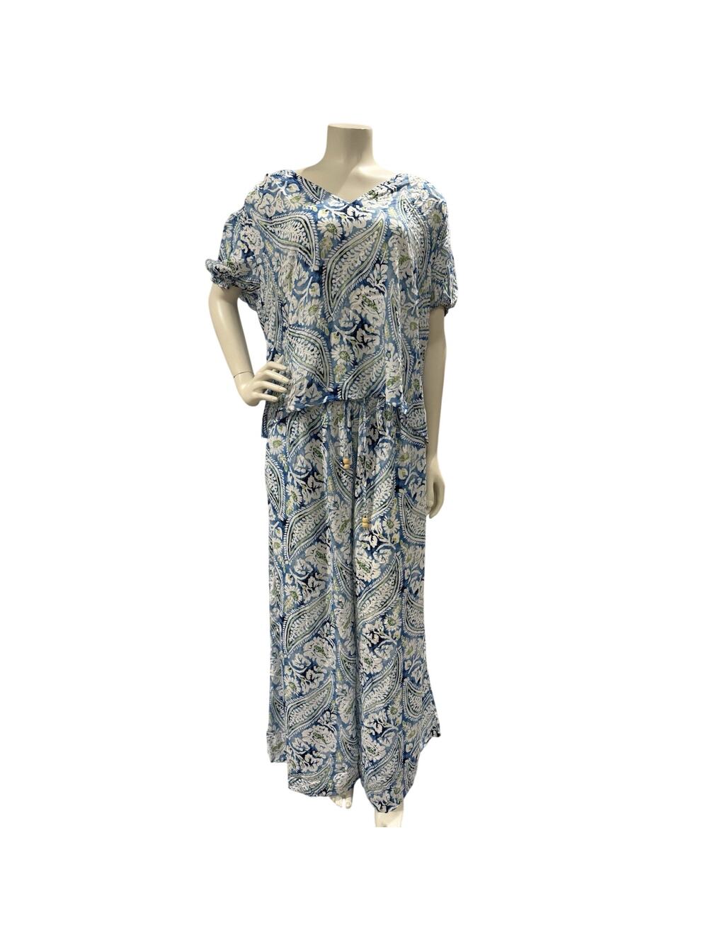 Christian Siriano Matching Vacation Cruise Cabana Set Blue Paisley Size L/XL